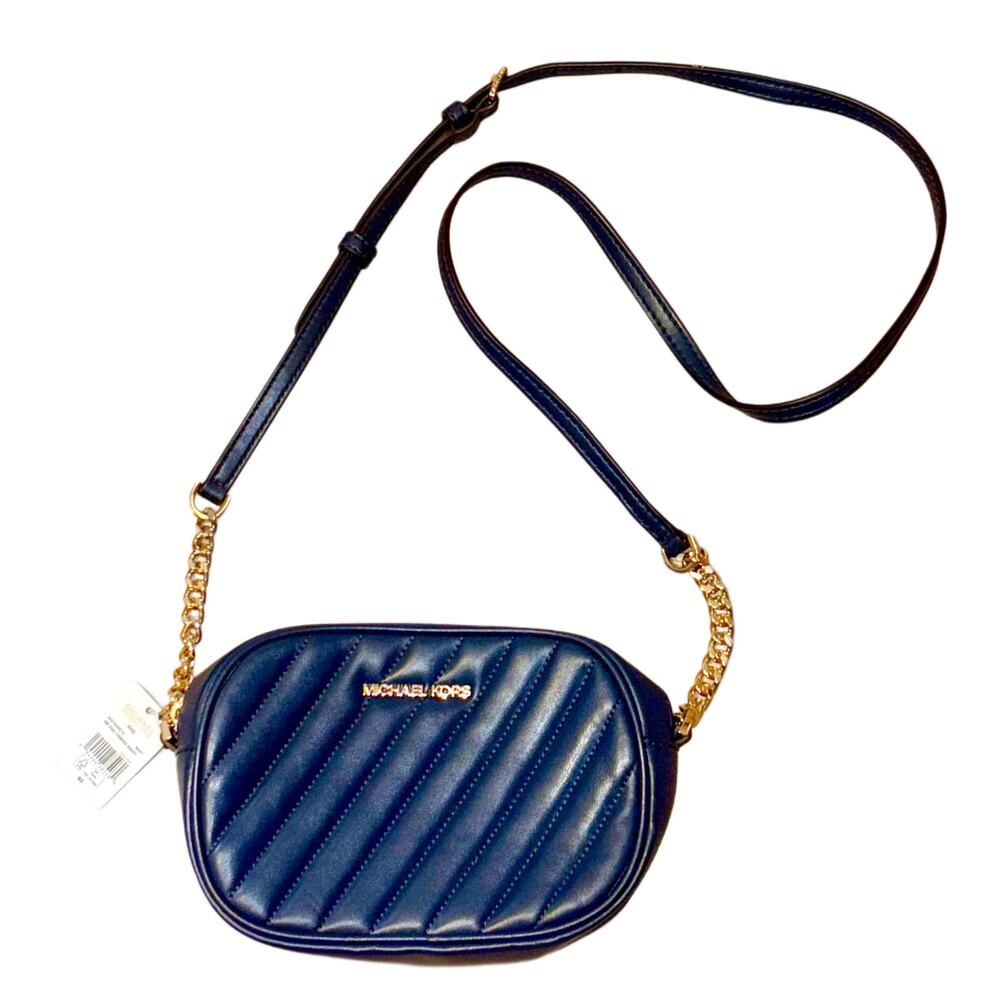 MICHAEL Michael Kors Rose Small Quilted Oval Crossbody Bag Navy Blue